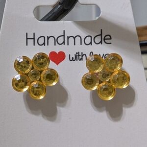 Yellow Floral Stud Earrings Dainty Jewelry